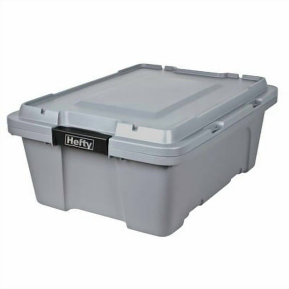 12gal Max Pro Storage Tote Gray: Plastic Utility Bin with Locking Handles & Latches, Universal Storage Solution