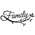 thumbnail image 1 of 12in/18in Family Cursive Word Metal Iron Wall Decor (Black) Bedroom/Living Room/Home Decoration, 1 of 6