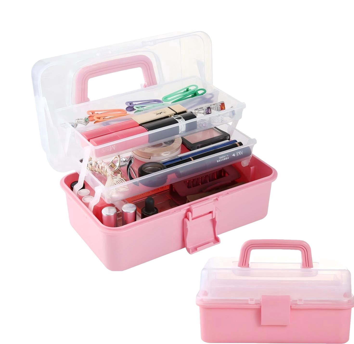 12in 3-Layer Plastic Craft Organizers and Storage, Portable Folding ...