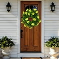 thumbnail image 1 of 12in Artificial Daisy Flower Wreath with Eucalyptus Leave, Plastic Spring Summer Wild Flower Wreath Farmhouse Front Door Floral Wreath for Wall Home Wedding Party Decoration D, 1 of 6