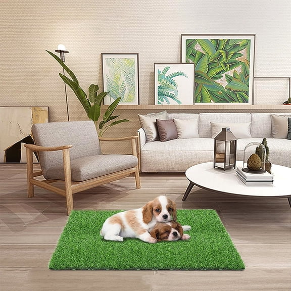 12in Artificial Grass Mat for Dogs | Realistic Pet Potty Pad with Drainage Holes | Durable Polyester Turf for Balcony, Patio & Outdoor Use | 30x30cm Green Fake Grass | Easy Click-in Installation