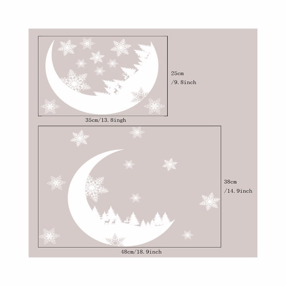 12in Christmas Moon Snowflake Wall Sticker Xmas Decoration PVC Ornament Winter Scene Window Decal, Festive Bedroom & Living Room Decor