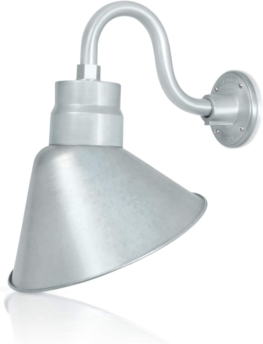 Sign Sconce 12in. Galvanized Finish Angle Shade Gooseneck Sign Light Fixture with ...