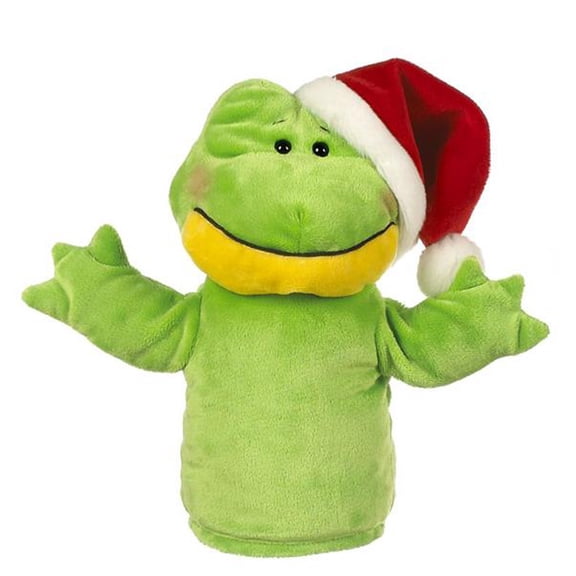 12in Playtime Frog Puppet With Santa's Hat by Ganz