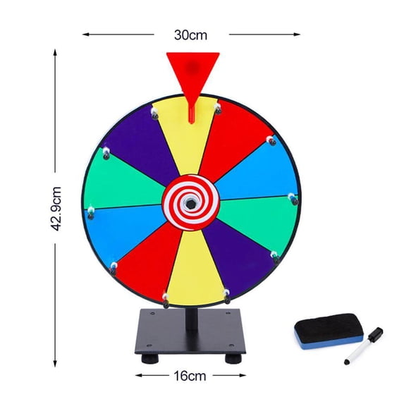 12in Tabletop Prize Wheel Spinning Dry Erase Wheel for Game with Pen and Eraser Carnival Games Lottery Rotating Plate