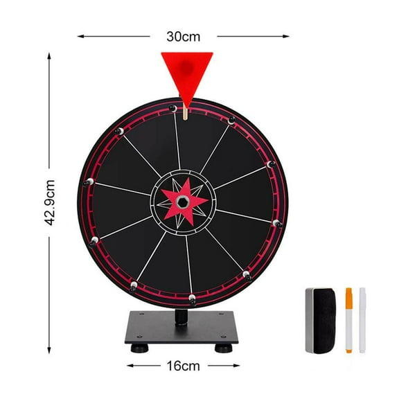 12in Tabletop Prize Wheel Spinning Dry Erase Wheel for Game with Pen and Eraser Carnival Games Lottery Rotating Plate
