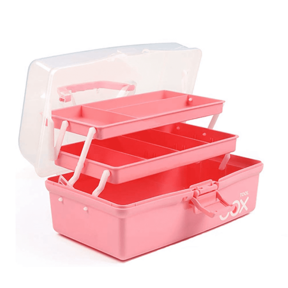 12in Three-Layer Multipurpose Storage Box, Folding Tool Box/Art & Crafts Case/Sewing Supplies Organizer