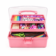12in Three-Layer Multipurpose Storage Box, Folding Tool Box/Art & Crafts Case/Sewing Supplies Organizer