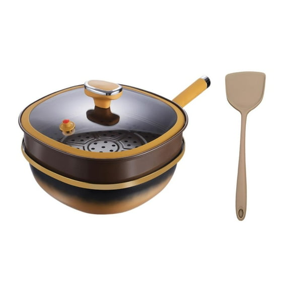 12in Titanium Alloy Non-Stick Pot with Lid 30cm Deep Saute Pan, Ergonomic Handle Frying Pan for Stir-Frying, Stewing, Braising, All Stovetops Kitchen Cookware Set