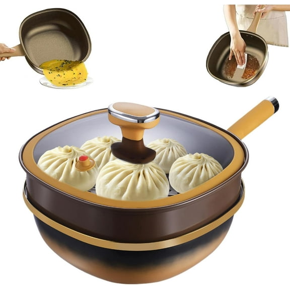 12in Titanium Alloy Non-Stick Pot with Lid, Titanium Pans for Cooking, Non Stick Frying Pans, with Ergonomic Stay-Cool Handles, for Cooking, Frying, Baking