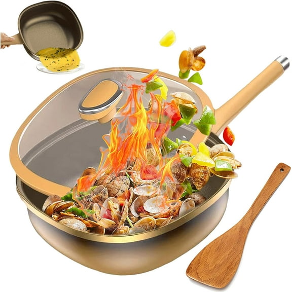 12in Titanium Alloy Non-stick Pot with Lid, 2026 Upgraded Titanium Pans for Cooking, Non Stick Frying Pan for Frying, Baking, Ultra-Durable & Scratch-Resistant
