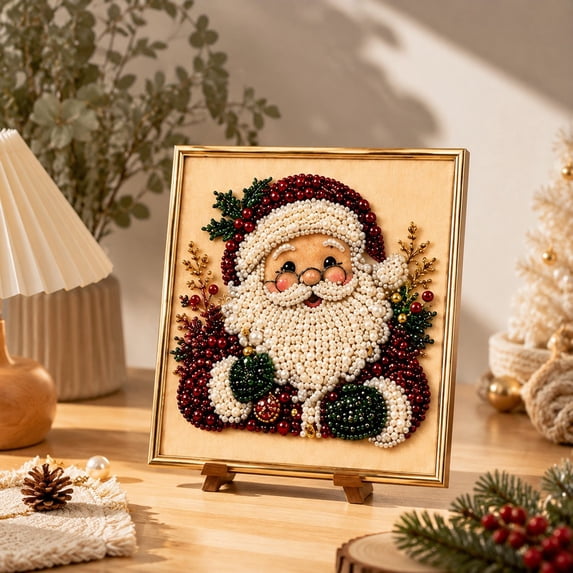 12in Unframed Christmas Santa Pearl Diamond Painting Kit 5D Full Drill Large DIY Rhinestone Craft Xmas Wall Art Relax Hobby Dining Room Winter Home Decor Gift