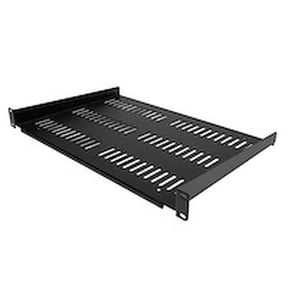 12in. Vented Server Rack Shelf - Black - 1U - Durable Steel