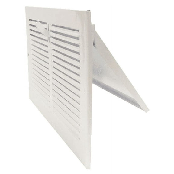 12in x 6in Imperial White Steel Rectangular Sidewall/Ceiling Register w/Plate Damper - Overall 13 1/4in x 7 1/4in