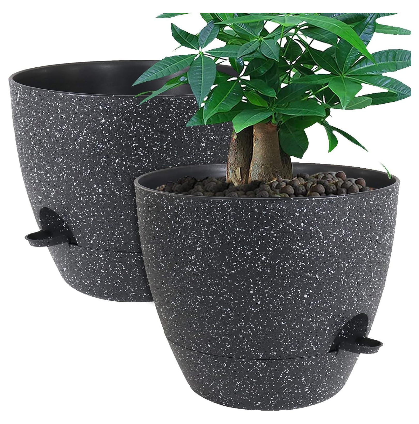 12inch 2Pack Large Self Watering Planters, Plastic Plant Pots with 60oZ ...
