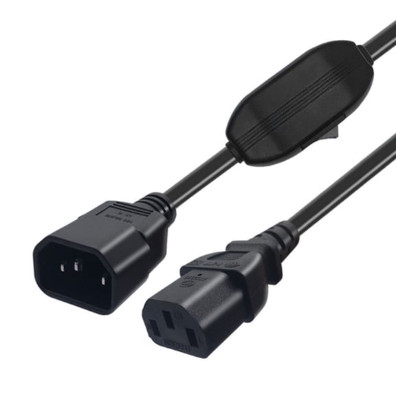12inch C14 to C13 PDU Computer Power Extension Cable with Switches, 30cm / Black Power Extension Cable