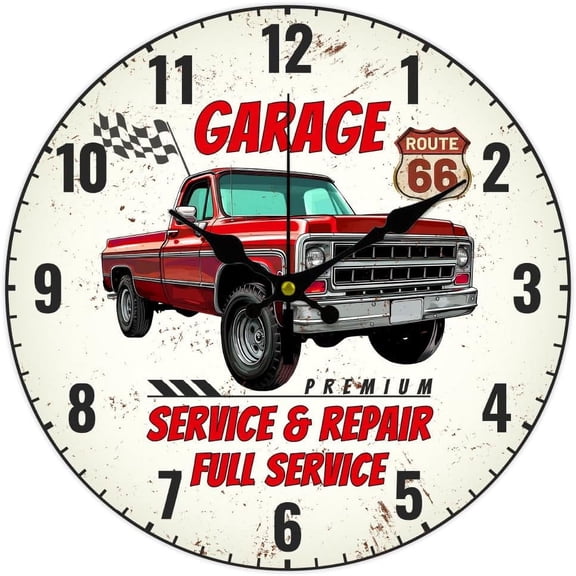 12inch Car Wall Clock Pickup Truck Round Clocks Silent Non Ticking Clock Farmhouse Wall Clocks for Office Home Bedroom Living Room Bathroom Kitchen Decor 1pc