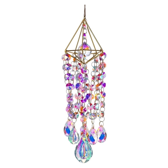 12inch Suncatchers for Window Hanging Wind Chime Style Garden Sun Catchers with Rainbow Maker Indoor Outdoor Decor Handmade Gold Plated