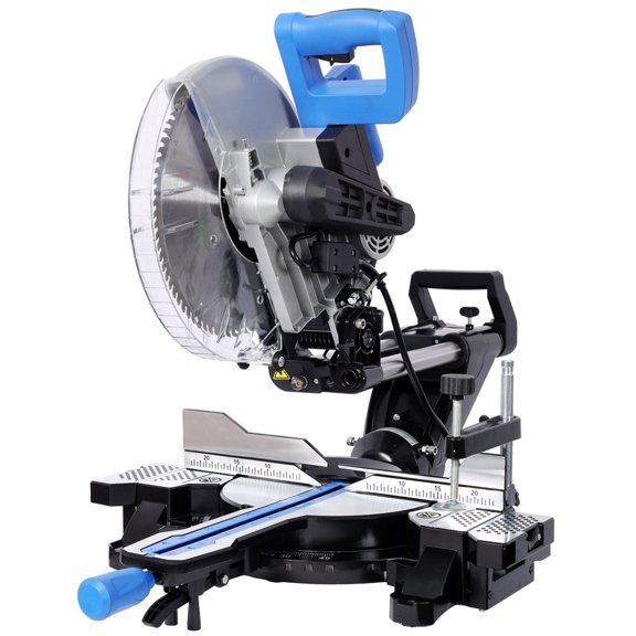 12inch Dual Bevel Sliding Miter Saw, 80T Blade,0-45 Bevel,15Amp Miter Saw with Extension Table,4.2x13in Cutting Capacity