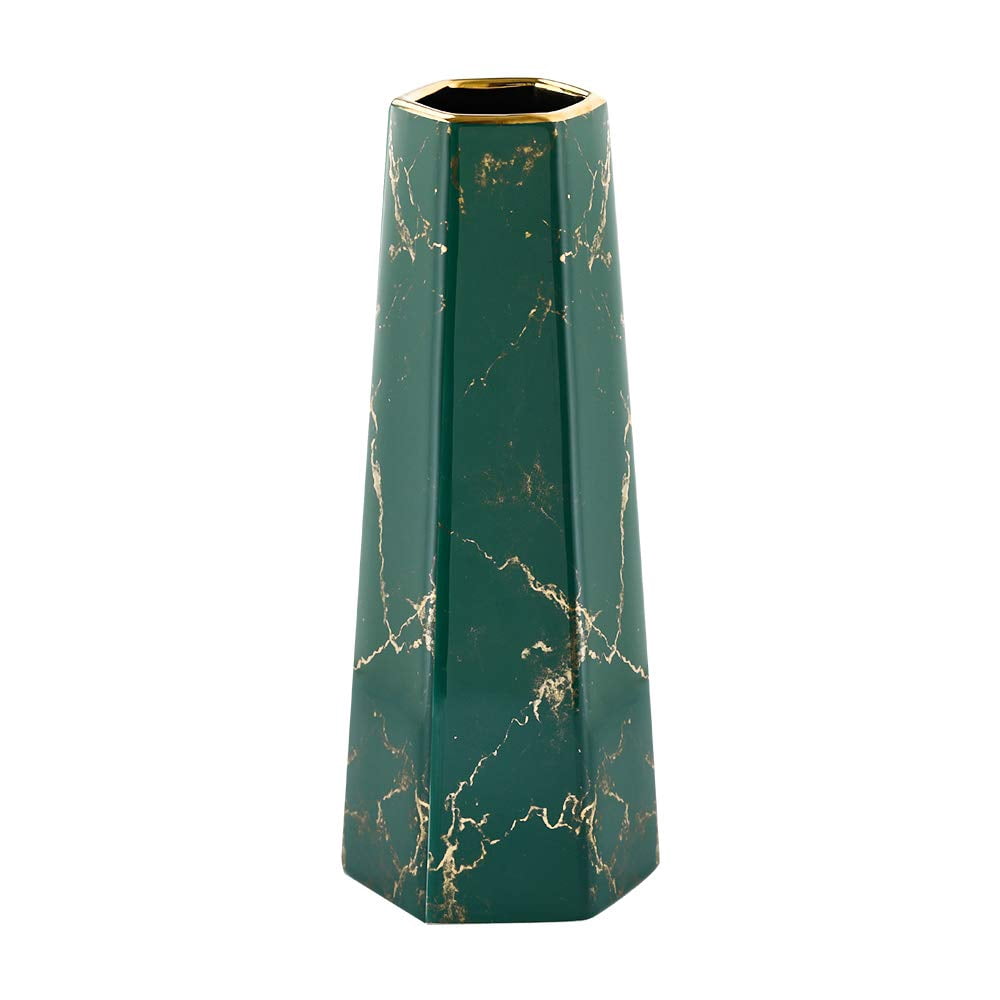 12inch Green Gold Finish Marble Ceramic Flower Vase Home Decor Vase and ...