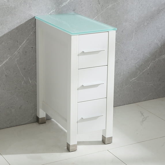 12inch Height Bathroom Cabinet White 3 Drawers End Table
