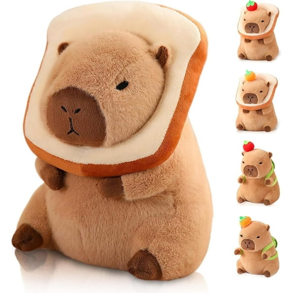 12 Inch Capybara Plush with Removable Bread Neck Pillow - Ultra Soft Kawaii Stuffed Animal, Cute Doll Pillow Gift for Kids, Girls, Boys, Adults for Birthdays & Valentines Day