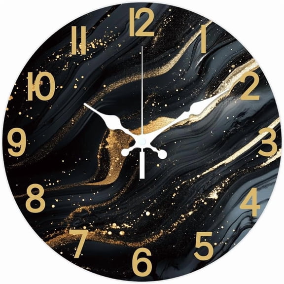 12inch Marble Texture Pattern Wall Clock Battery Operated Silent Non Ticking Round Decorative Clock for Office Home Living Room Bedroom Bathroom Kitchen Decor