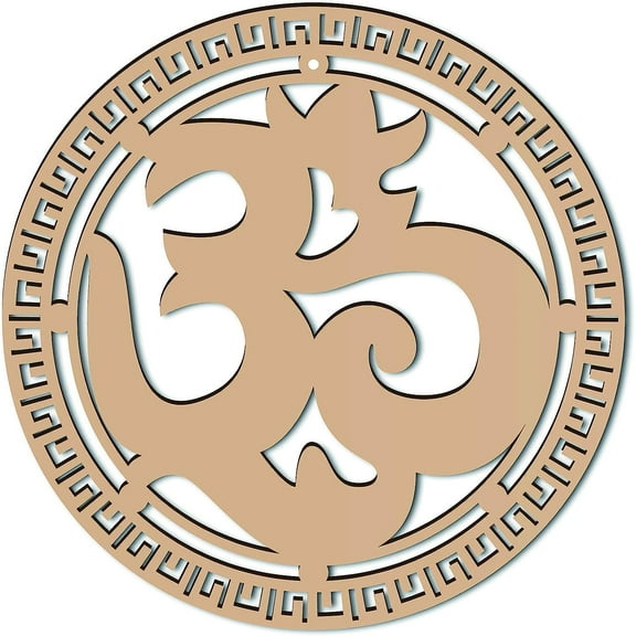 12inch Ohm Wooden Wall Art Grid Sacred Geometry Laser Cut Wall Sculpture Hanging Decor Spiritual Symbol Flat Round for Housewarming Gift Home Bedroom Office Studio Decoration Colorful