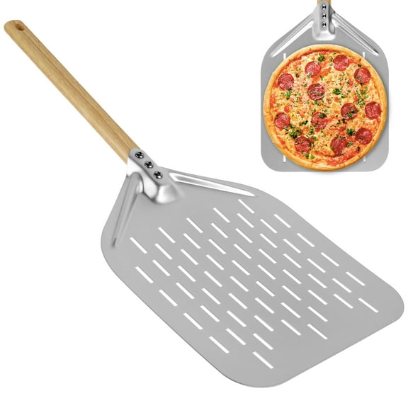 15.5in*11.8in Pizza Peel,Aluminium Alloy Pizza Shovel with Handle Non-Stick Perforated Pizza Shovel Lightweight Pizza Shovel Reusable Pizza Peel for Homemade Baking Pizza Bread（L15.5in*W11.8in）