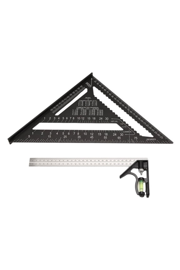 12inch Rafter Square and Combination Triangle Square,Carpenter Square,Woodworking Framing Square,Ruler Protractor Layout