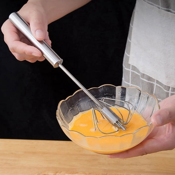12inch Stainless Steel Semi-Automatic Whisk, Hand Push Rotary Blender Egg Mixer Stirrer Kitchen Tool