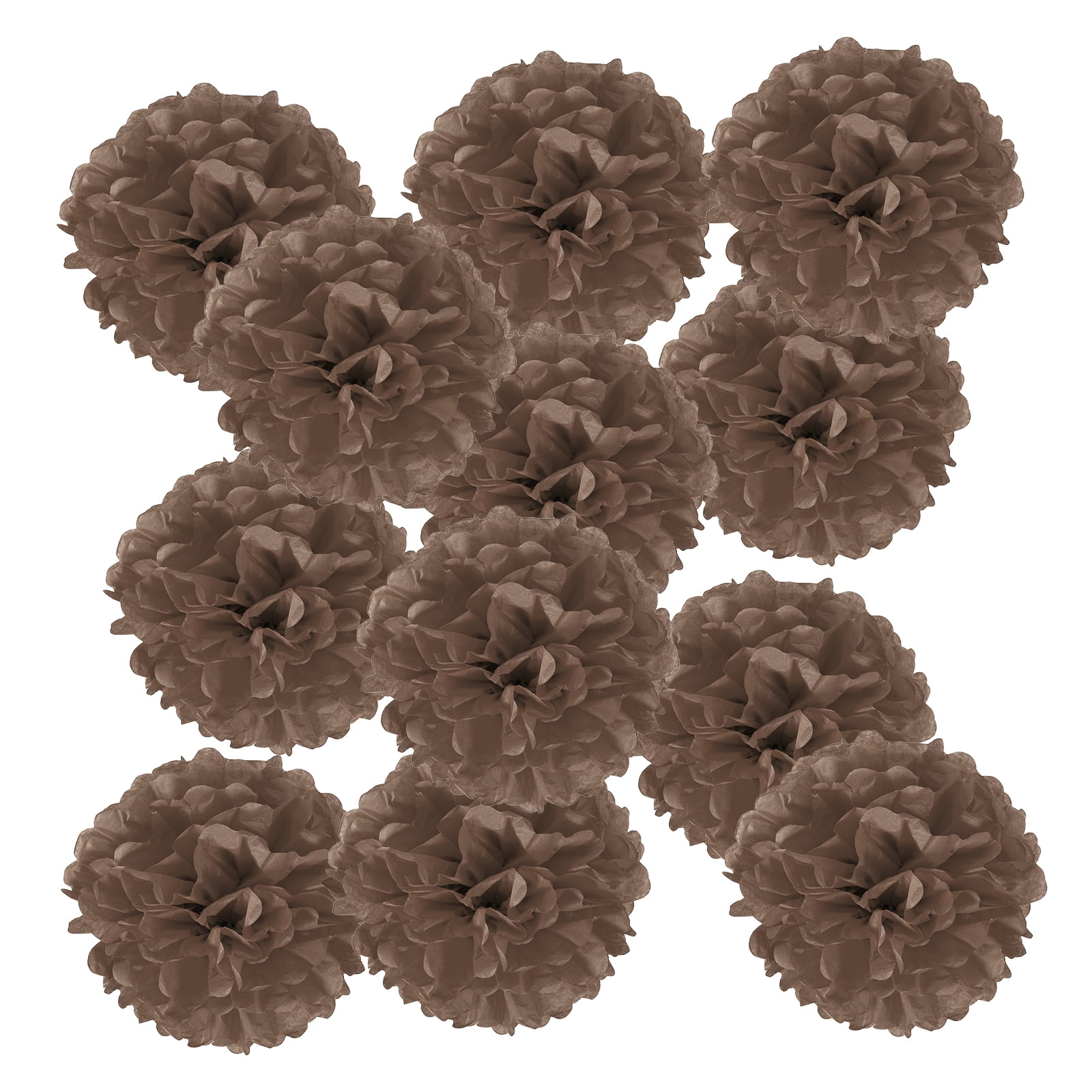 12inch Tissue Paper Pom Poms, 12PCS Pom Poms Paper Flowers Ball Tissue Paper Flowers for Wedding Bridal Shower Birthday Bachelorette Party Backdrop Decoration, Brown