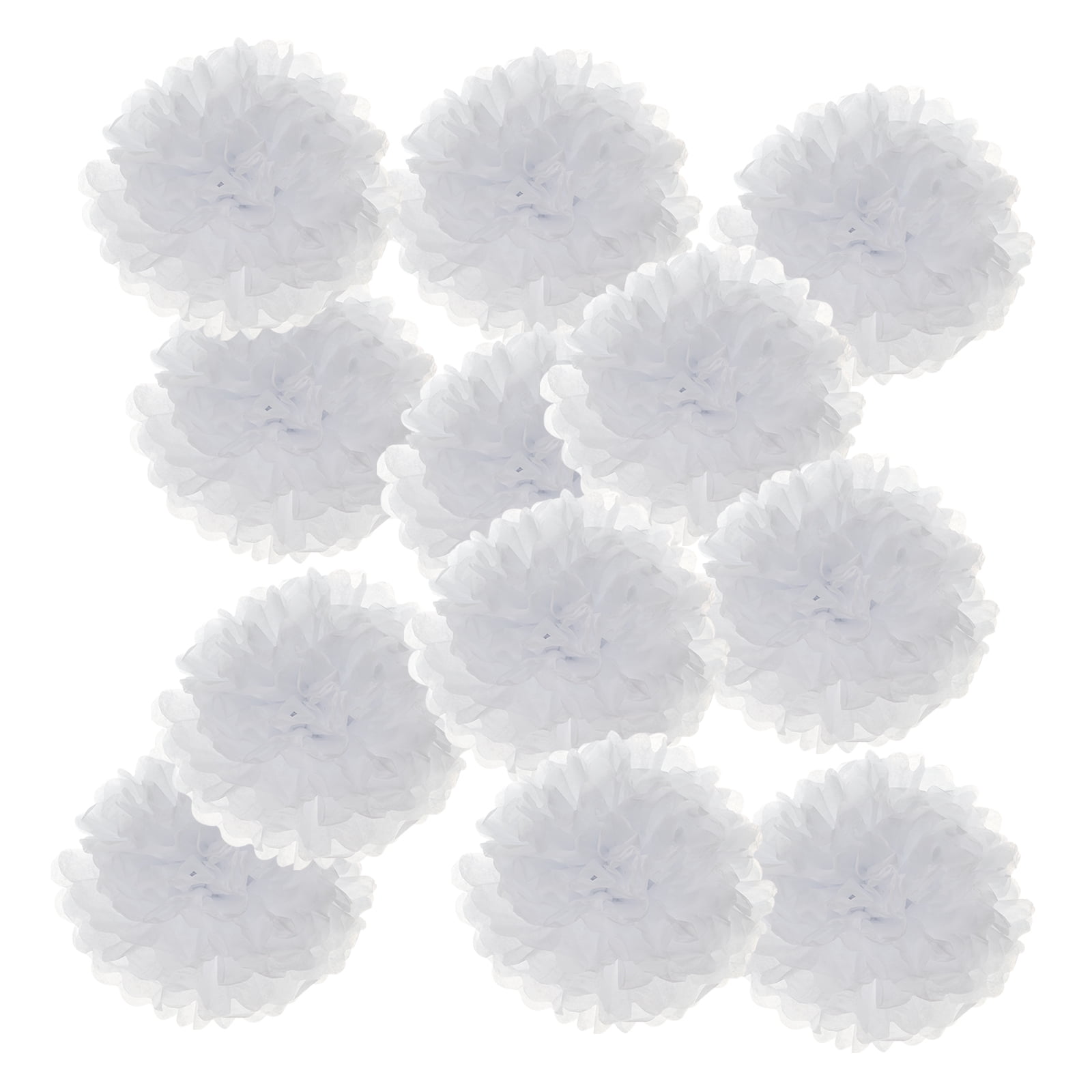 12inch Tissue Paper Pom Poms, 12PCS Pom Poms Paper Flowers Ball Tissue Paper Flowers for Wedding Bridal Shower Birthday Bachelorette Party Backdrop Decoration, White