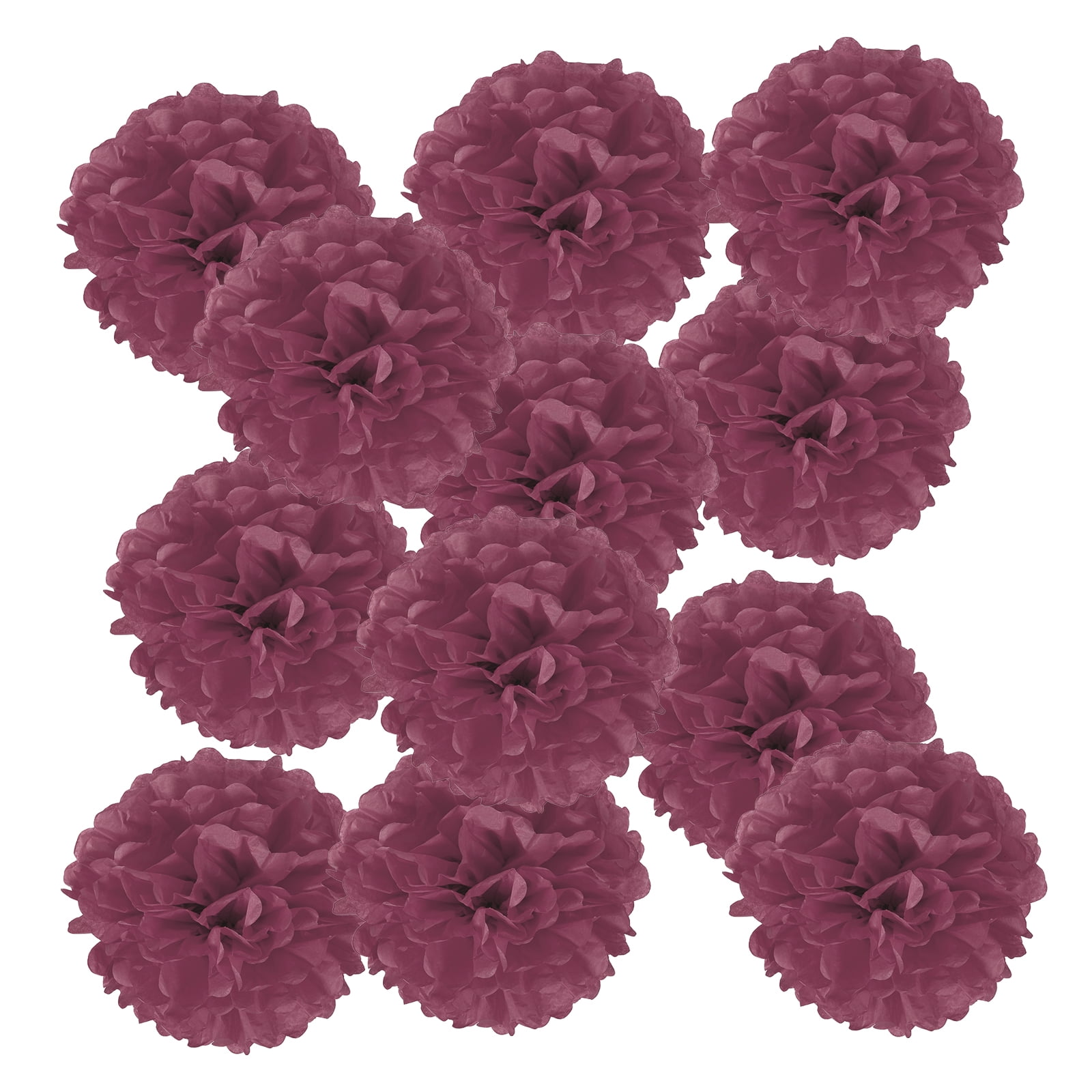 12inch Tissue Paper Pom Poms, 12PCS Pom Poms Paper Flowers Ball Tissue Paper Flowers for Wedding Bridal Shower Birthday Bachelorette Party Backdrop Decoration, Wine Red