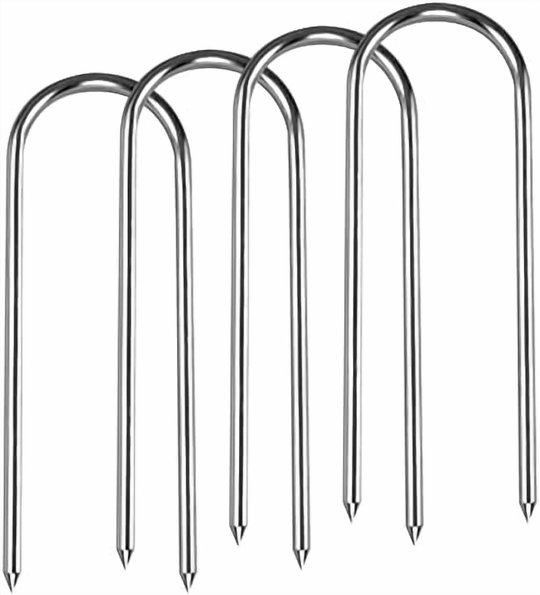 12inch Trampolines Wind Stakes Heavy Duty U Type Sharp Ends Safety Ground Anchor Galvanized Steel for Soccer Goals, Camping Tents and Huge Garden Decoration (Wind Stakes 4pcs)