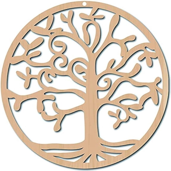 12inch Tree of Life Torus Wall Art Laser Cut Wooden Wall Sculpture Home Decor Sacred Geometry Meditation Spiritual Symbol Unfinished for Housewarming Home Office Studio Decoration Colorful