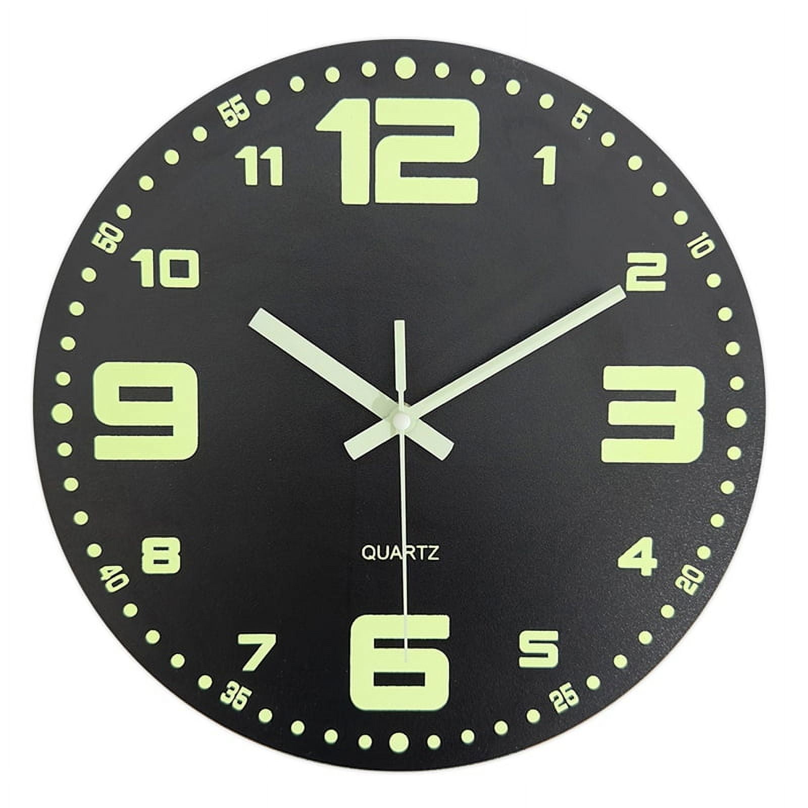 12inch Wall Clocks Glow in the Dark Clock Silent Wall Clock Non Ticking ...