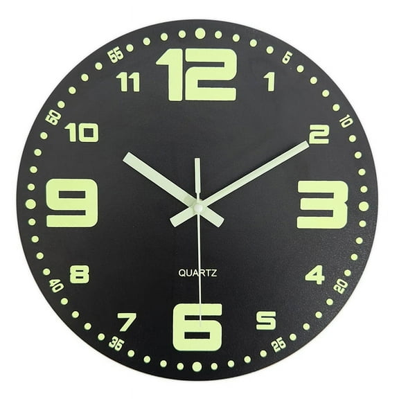 12inch Wall Clocks Glow in the Dark Clock Silent Wall Clock Non Ticking Night Lights Luminous Wooden Vintage Wall Clock
