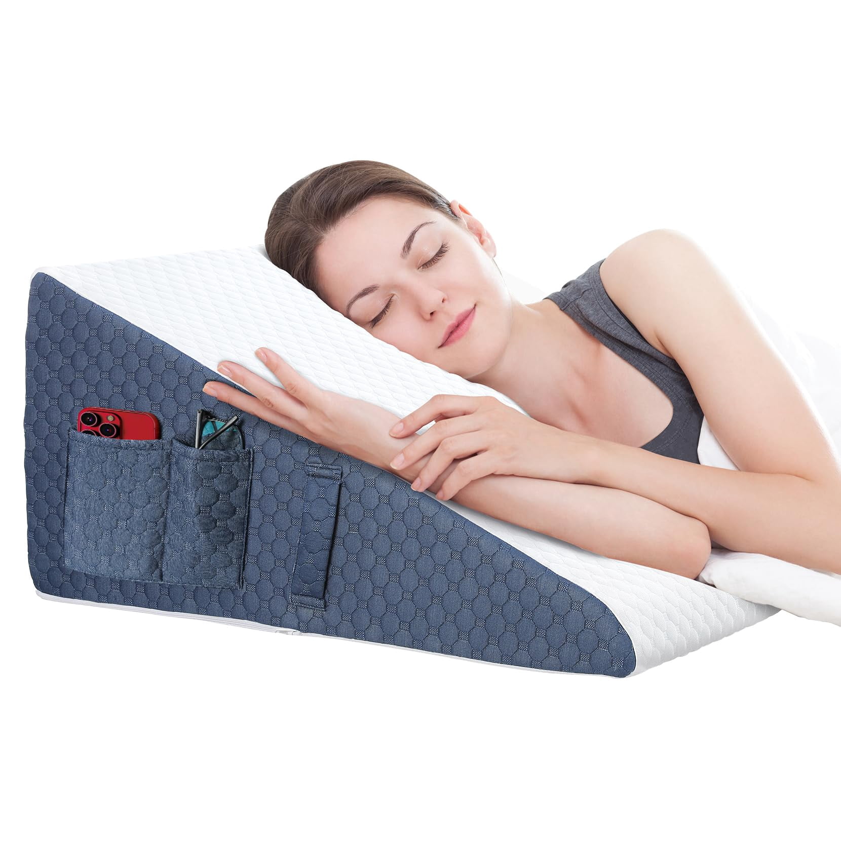 12inch Wedge Pillow For Sleep  Bed Acid Reflux Neck Memory Foam Top Removable Washable Cover Incline Improved