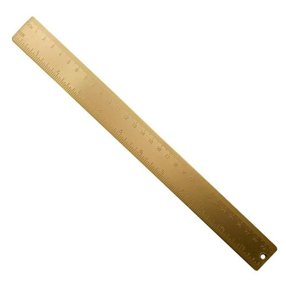 12inches/30cm Brass Measuring Rulers, Dual Scales Drawing Ruler, Straight Edge Linear Measurement Ruler for Carpenters Architects, Gold