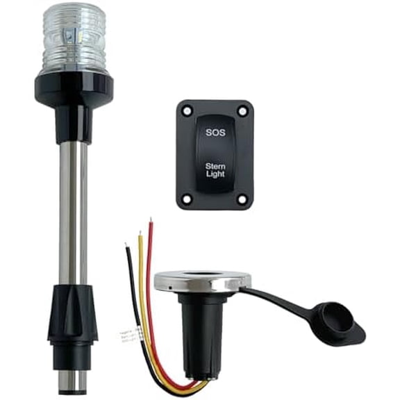 12inches Boat Stern Light Anchor Light with SOS LED Distress Signal, IP67 Waterproof Marine Navigation Lights, 12V with Rocker Switch Panel & Detachable Plug for Yachts Boats$$Watercraft