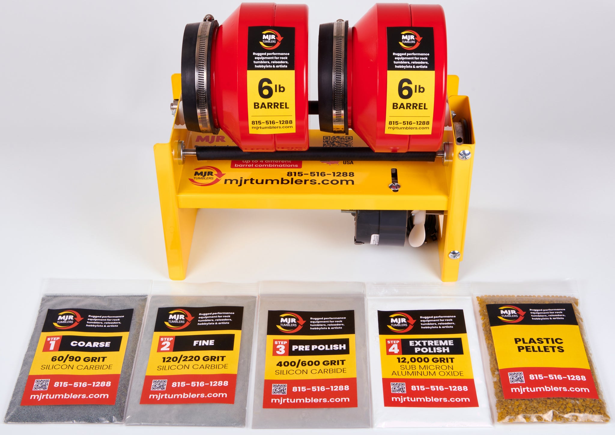 Kit De Recharge De Grains MJR Tumblers - 1,4 Kg Pour Polissage (carbure De Silicium 60/90, 120/220, 500/600 + Oxyde D'aluminium 1200)