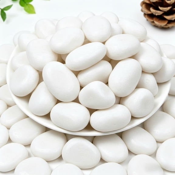 12lbs White River Pebbles for Landscaping, 2-3 Inch Polished River Rocks for Garden Dcor, Decorative Rocks for Plants, Planters, Vase Fillers, Aquarium, Outdoor Walkways & Crafting