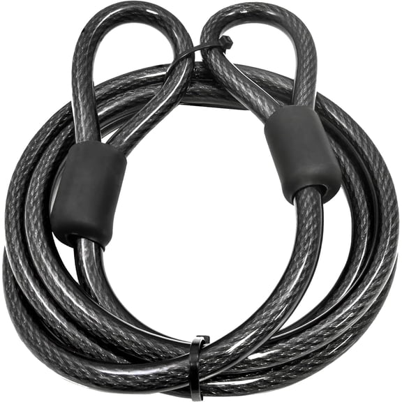 12mm (1/2 inch) Heavy-Duty Security Cable, Vinyl Coated Braided Steel with Sealed Looped Ends (4', 7', 10', 15' or 30') (15-FT)