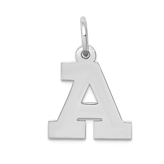 12mm 10k White Gold Small Block Letter Name Personalized Monogram Initial A Charm Pendant Necklace for Women