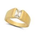 thumbnail image 1 of 12mm 14k Gold Plated Bezel Set Baguette-Cut Clear CZ Solitaire Ring, Size 6.5, 1 of 7