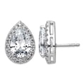 14k Solid White Gold 6 3/4ct Lab Grown Diamond VS+ F+ Pear Halo Post ...