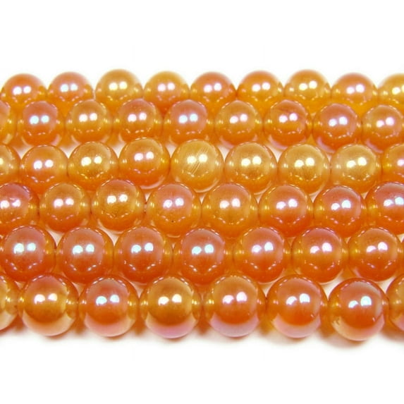 12mm 15" Dark Orange Electro-Plated Agate Beads Genuine Gemstone Natural Jewelry Making