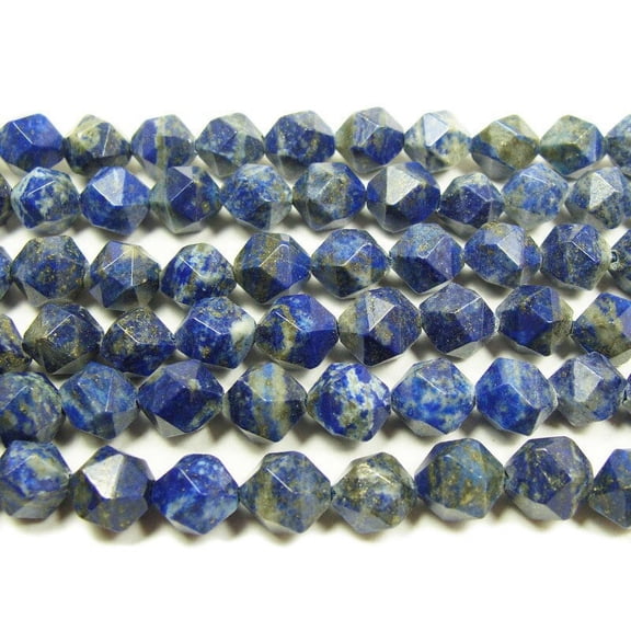 12mm 16 Inches Lapis Diamond Cut Round Nugget Beads Genuine Gemstone Natural Jewelry Making