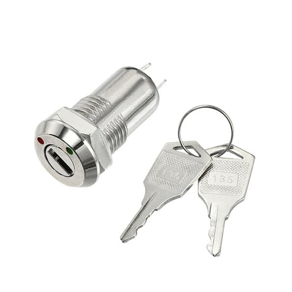 12mm 2 Positions Key Locking Push Button Switch With Keys NO-OFF 1pcs